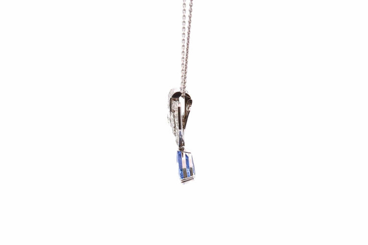Collier Collier pendentif Art déco en diamants et saphir de 6,05 ct 58 Facettes 26786-26227