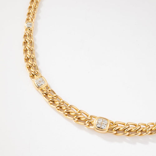 Collier Aldebert - Collier maille gourmette en or jaune 18k et diamant 58 Facettes 1