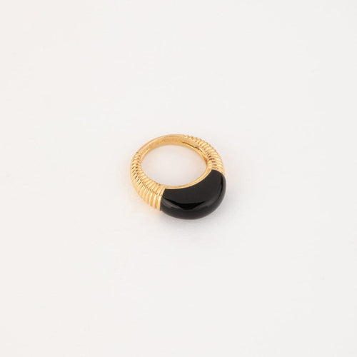 Bague 48 Cartier - Bague godronnée en or jaune et onyx 58 Facettes 1