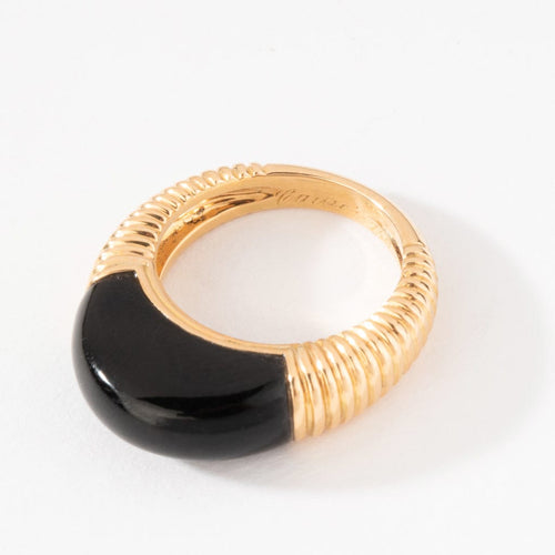 Bague 48 Cartier - Bague godronnée en or jaune et onyx 58 Facettes 1