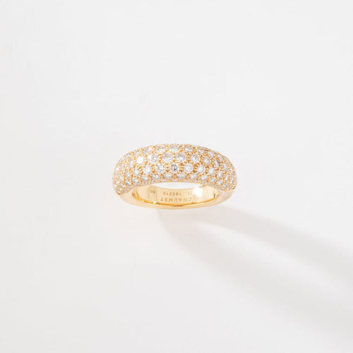 Bague 59 Chaumet - Bague jonc Pneu pavée en or jaune et diamants 58 Facettes 1