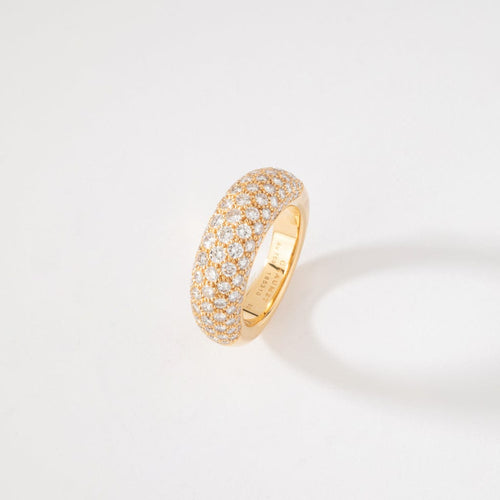 Bague 59 Chaumet - Bague jonc Pneu pavée en or jaune et diamants 58 Facettes 1