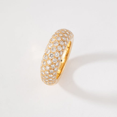 Bague 59 Chaumet - Bague jonc Pneu pavée en or jaune et diamants 58 Facettes 1