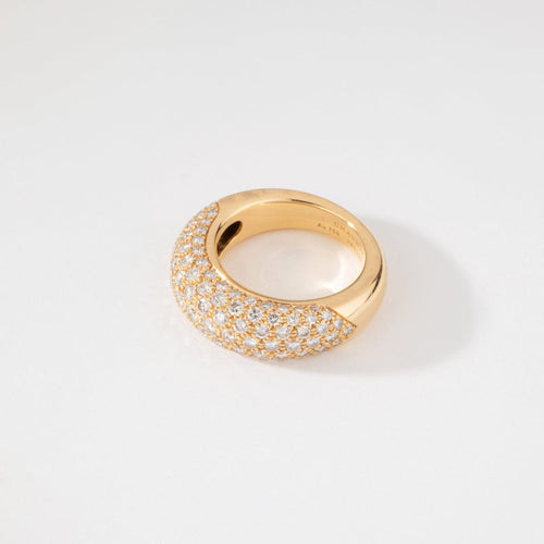 Bague 59 Chaumet - Bague jonc Pneu pavée en or jaune et diamants 58 Facettes 1