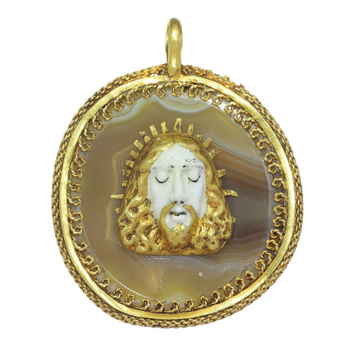 Pendentif Pendentif dévotion Renaissance vers 1580 en or 18K et agate rubanée 58 Facettes 25114-0064