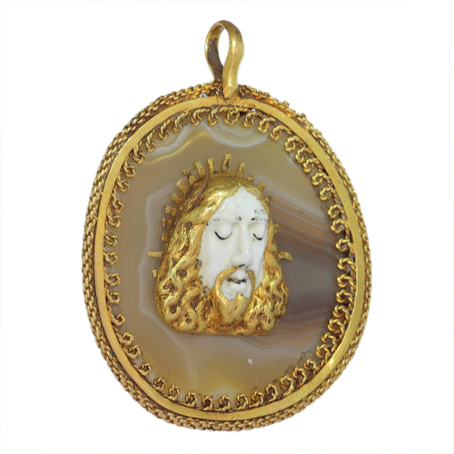 Pendentif Pendentif dévotion Renaissance vers 1580 en or 18K et agate rubanée 58 Facettes 25114-0064