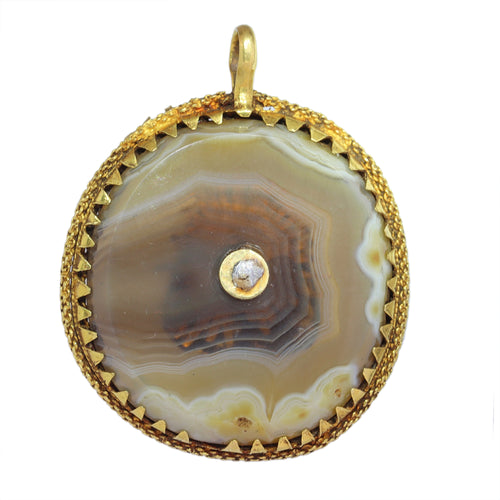 Pendentif Pendentif dévotion Renaissance vers 1580 en or 18K et agate rubanée 58 Facettes 25114-0064