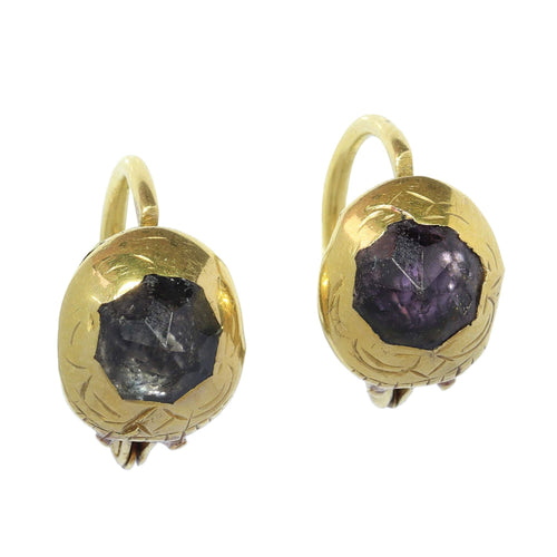 Boucles d'oreilles Boucles d'oreilles baroques ibériques, vers 1725 – Or 18 carats et pierres de pâte serties sur papier métallisé 58 Facettes 25115-0312
