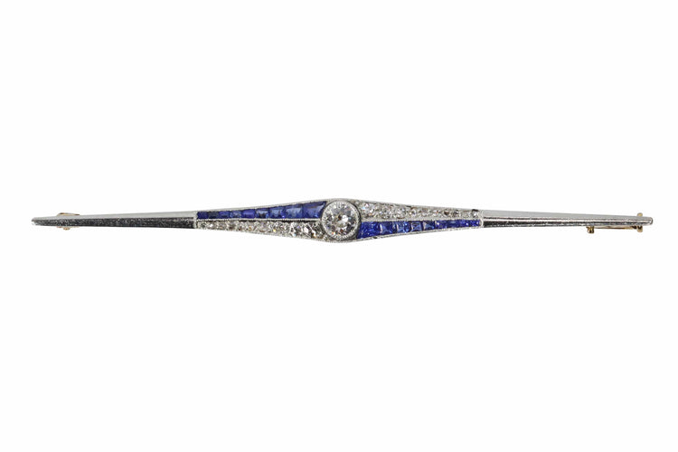 Broche Broche barrette Art déco néerlandaise en or 18K, diamants et saphirs 58 Facettes 25141-0140