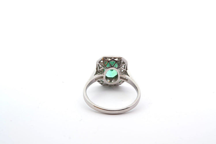 Bague 54 Bague en platine et or jaune avec émeraude et diamants 58 Facettes 25021 25161