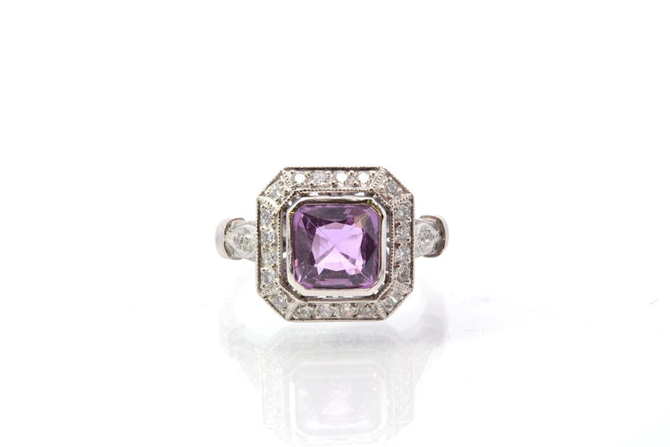 Bague 52 Bague vintage en platine avec saphir et diamants 58 Facettes 25159-25788