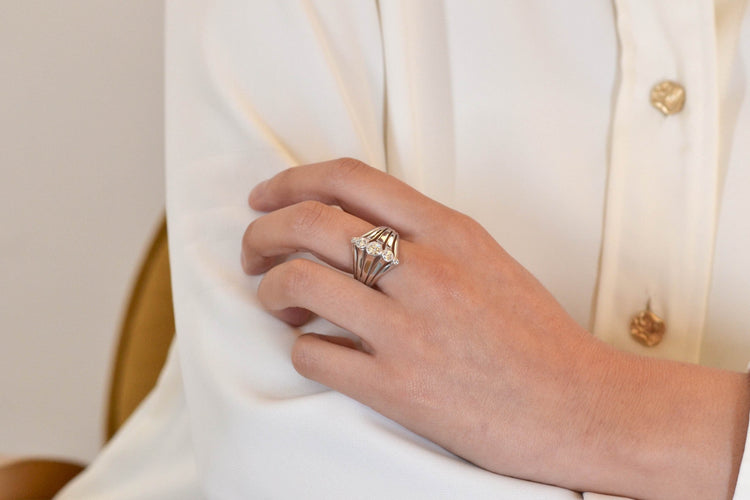 Bague 60 Bague 1940 en or blanc 18k et diamants 58 Facettes 25171