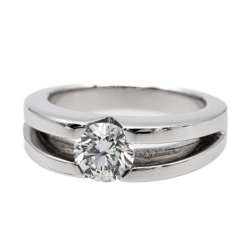 Bague 49 Bague solitaire en or blanc 18 carats avec diamant 0,80 ct 58 Facettes 2529125CN