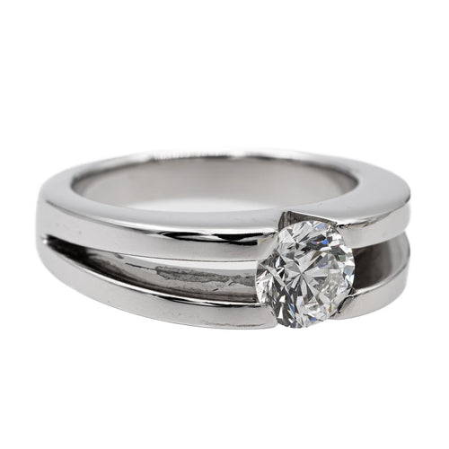 Bague 49 Bague solitaire en or blanc 18 carats avec diamant 0,80 ct 58 Facettes 2529125CN