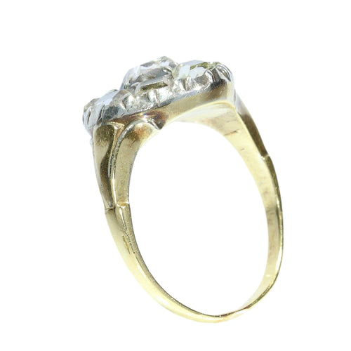 Bague 49 Bague cluster en or jaune 14K, argent et diamants taille table (vers 1600) 58 Facettes 25296-0103