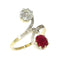 Bague 53 Bague Toi et Moi Art nouveau en or jaune 18K et platine 58 Facettes 25317-0120
