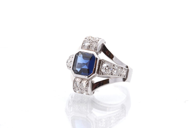 Bague 52 Bague Art déco en platine au saphir et diamants 58 Facettes 25373