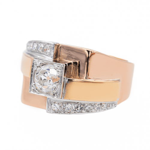 Bague 52 Bague en or rose et jaune 18 carats, platine et diamants 58 Facettes 2538630CN