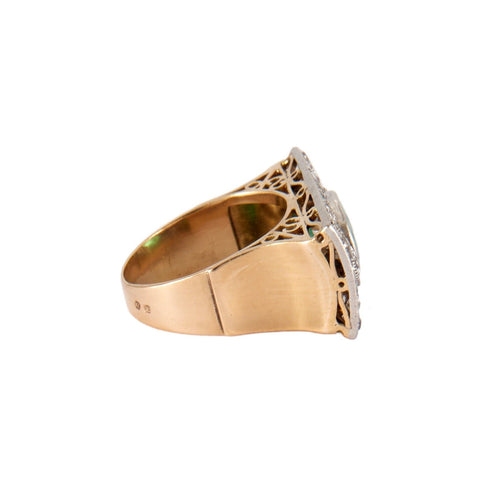 Bague 54.5 Bague ancienne en or jaune et platine, émeraude et diamants 58 Facettes BO/230005 STA
