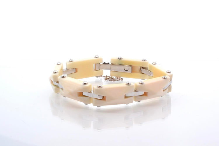 Bracelet Bracelet Art déco en platine et bakélite 58 Facettes 25435