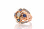 Bague 49 Bague dôme années 1950 en or jaune 18k, diamants et saphirs 58 Facettes 25514 dv