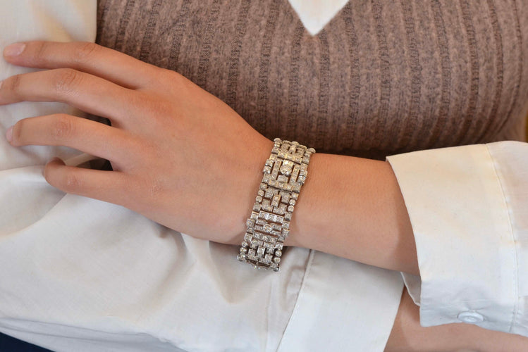 Bracelet Bracelet Art déco en platine et diamants 58 Facettes 25531