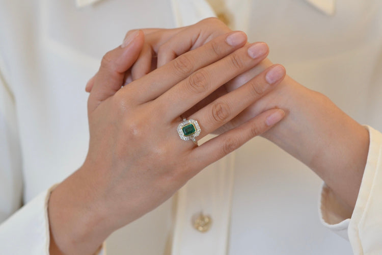 Bague 52 Bague émeraude et diamants en platine et or rose 18k 58 Facettes 25556 25237