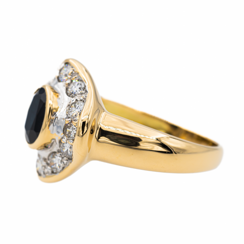 Bague 54 Bague Pompadour en or jaune avec saphir ovale et diamants 58 Facettes 2560745CN