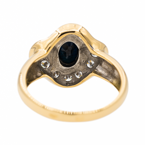 Bague 54 Bague Pompadour en or jaune avec saphir ovale et diamants 58 Facettes 2560745CN