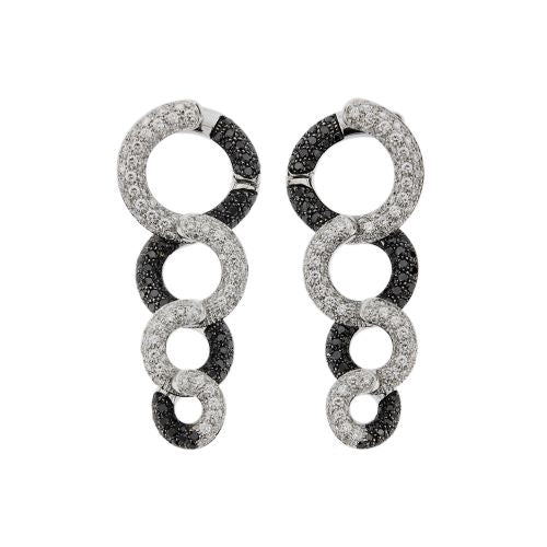 Boucles d'oreilles Boucles d’oreilles pendantes créoles en or blanc 18 ct et diamants 58 Facettes 25641