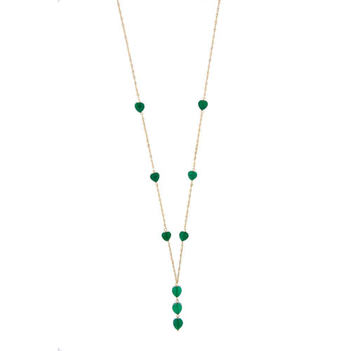 Collier Collier - Pendentif en or jaune 18 kt et calcédoine verte 58 Facettes 25738