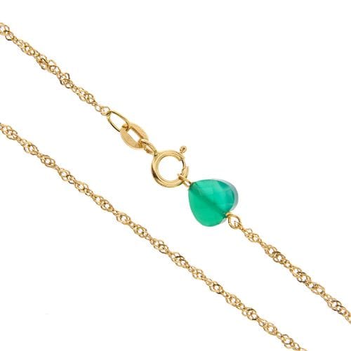 Collier Collier - Pendentif en or jaune 18 kt et calcédoine verte 58 Facettes 25738