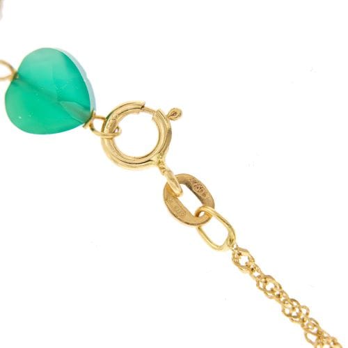 Collier Collier - Pendentif en or jaune 18 kt et calcédoine verte 58 Facettes 25738