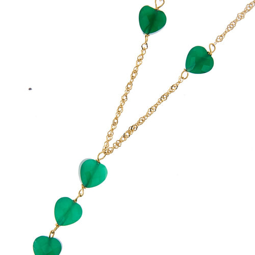 Collier Collier - Pendentif en or jaune 18 kt et calcédoine verte 58 Facettes 25738