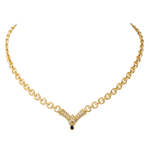 Collier Collier en or jaune 18 carats avec saphir et diamants 58 Facettes 2576877CN