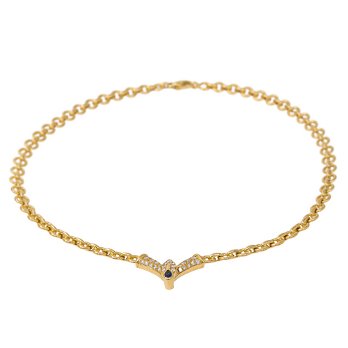 Collier Collier en or jaune 18 carats avec saphir et diamants 58 Facettes 2576877CN