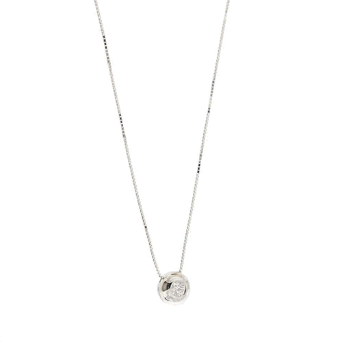Collier Collier - Pendentif en or blanc 18 carats avec diamant 0,15 ct 58 Facettes 25854