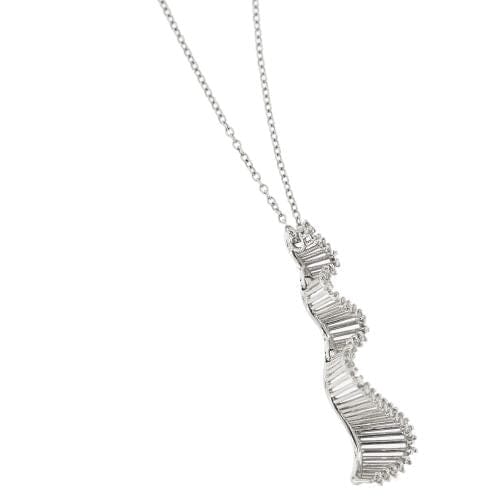 Collier Collier - Pendentif vague en or blanc 18 ct et diamants 58 Facettes 25928