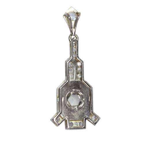 Pendentif Pendentif Art déco circa 1930 en or blanc 18K, onyx et diamants 58 Facettes 26019-0135
