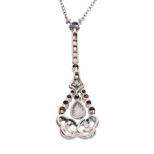 Collier Pendentif sur collier Belle Époque/Art déco en platine, diamants et saphirs 58 Facettes 26022-0155