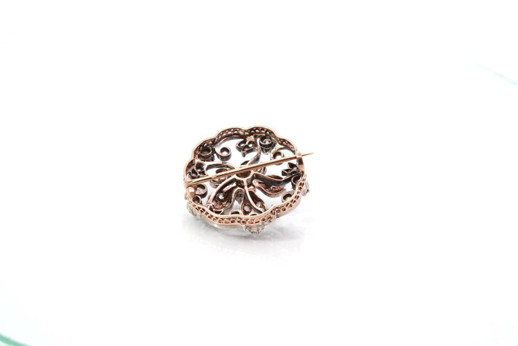Broche Broche XIXe siècle en or et argent sertie de diamants 58 Facettes 26043