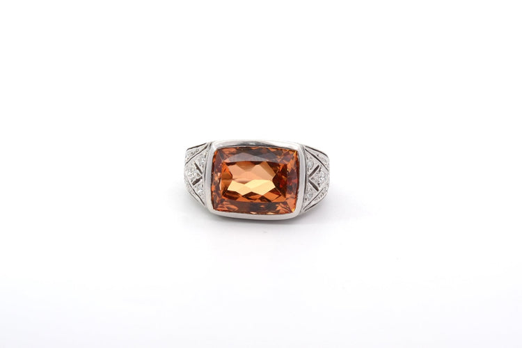 Bague 54 Bague en platine avec topaze naturelle 8,24 ct et diamants 58 Facettes 26070-25649c
