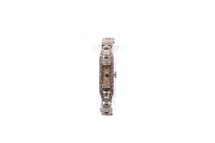 Montre Montre Art déco en platine sertie de diamants 58 Facettes 26087