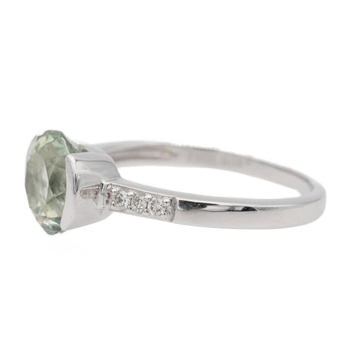 Bague 53.5 Bague Or blanc Prasiolite, Diamant 58 Facettes 2622576CN