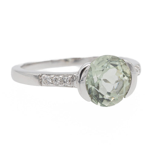 Bague 53.5 Bague Or blanc Prasiolite, Diamant 58 Facettes 2622576CN