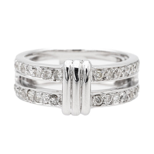 Bague 54 Bague en or blanc 18 carats pavée de diamants 58 Facettes 2624870CN