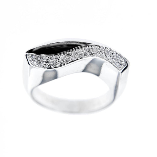 Bague 56 Bague vague en or blanc 18 carats et diamants 58 Facettes 26314