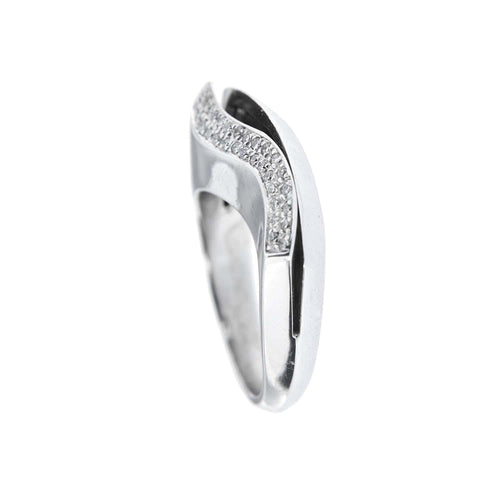 Bague 56 Bague vague en or blanc 18 carats et diamants 58 Facettes 26314