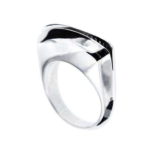 Bague 56 Bague vague en or blanc 18 carats et diamants 58 Facettes 26314