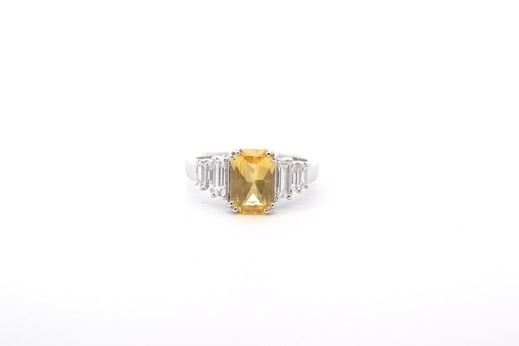 Bague 50 Bague en platine saphir jaune 2 ct et diamants 58 Facettes 26305-26315